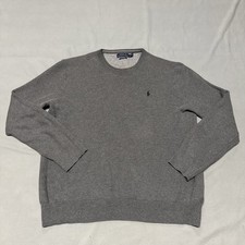 Polo Ralph Lauren Pima 100 Cotton Crewneck Sweater Men  s Size Large Gray Preppy