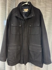 Michael Kors Men’s Black Wool Blend Zip Up Coat Size 3XLT