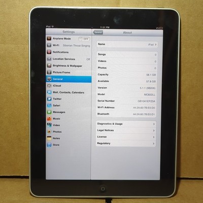 Apple iPad Model A1219 64GB 9.5in Screen VINTAGE OG ORIGINAL - Tested