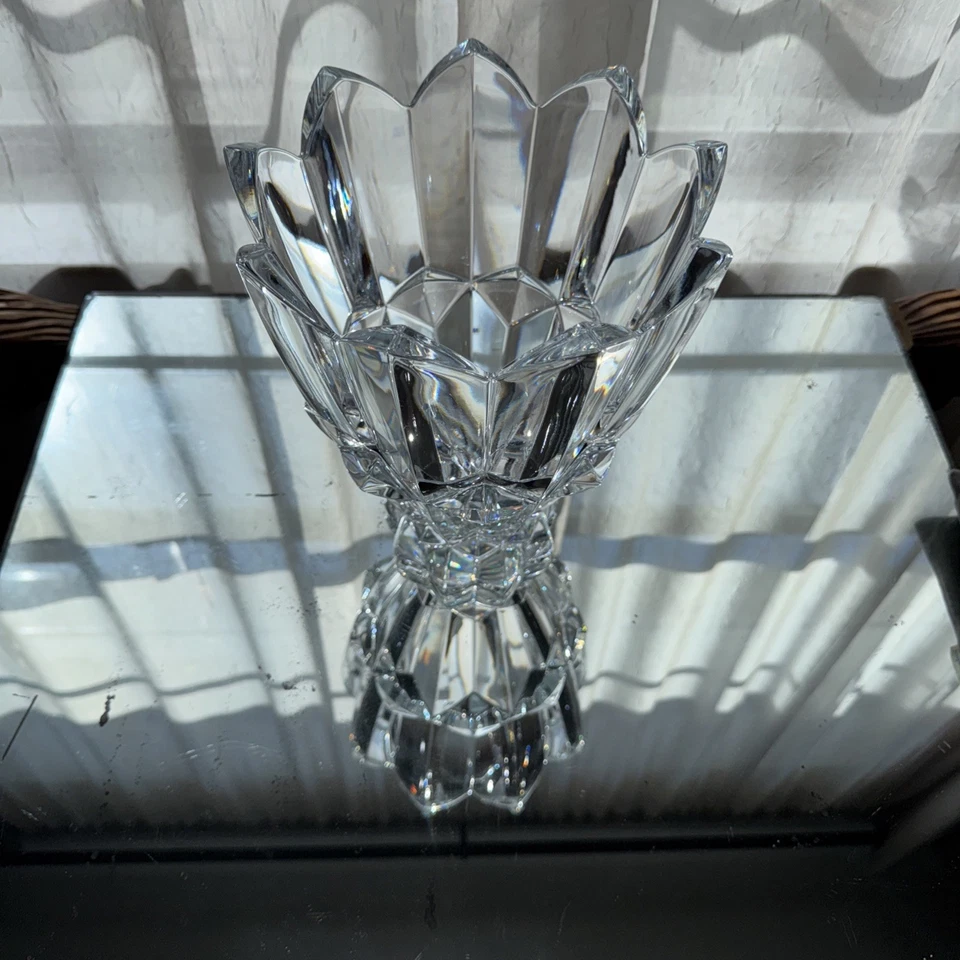 大号重型水晶花瓶中心件郁金香灯座 10" x 8.5" — 第 3/4 张图片