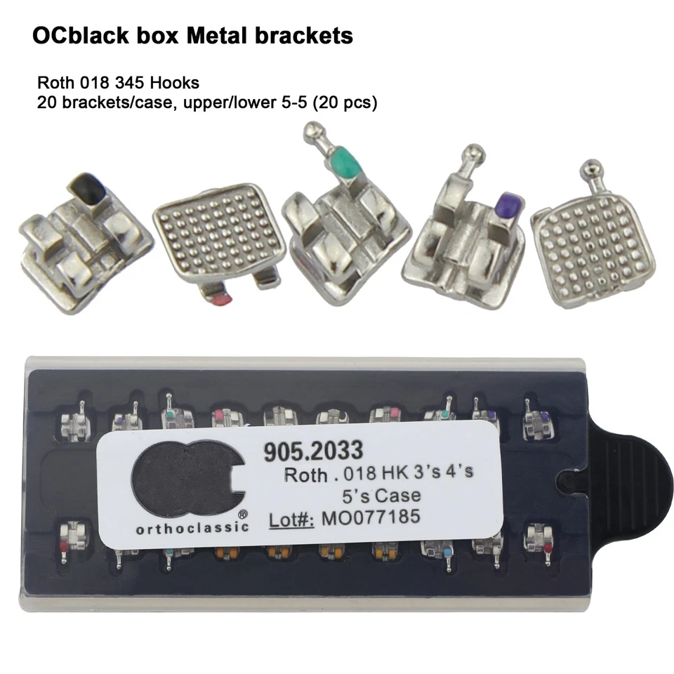 US Dental Orthodontic Metal Brackets MIM Mini Braces Roth MBT 022 018 345 Hooks - Image 4 of 4
