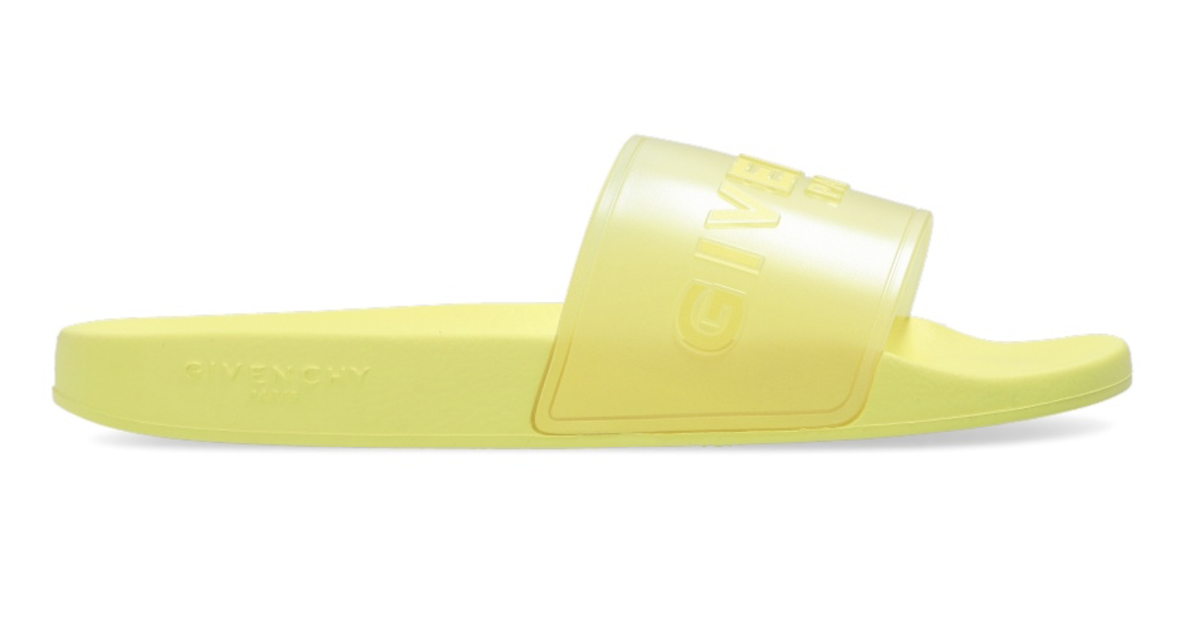 Givenchy Mens Pool Flat Fluo Neon Yellow PVC Rubber Sandal Slide