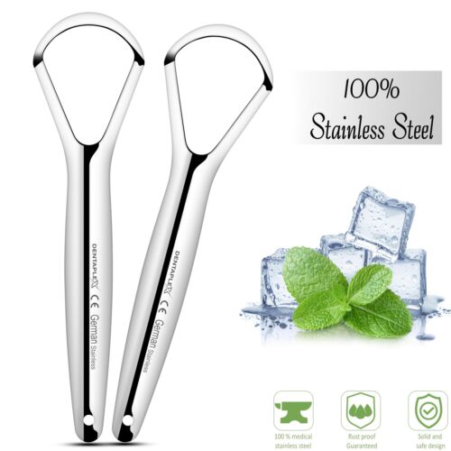 Stainless Steel Tongue Scraper for Fresh Breath & Oral Health | 2 Pack - Picture 4 of 8