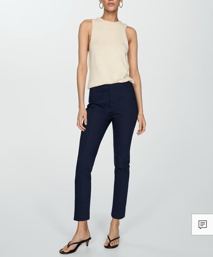 Mango Womens 6 MNG Skinny Pant Casual Trouser Navy Design Low Rise 74312558 - Picture 8 of 12