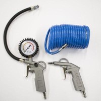 GüDe Druckluft-Set 3-Teilig ReifenfüLler Ausblaspistole + Spiralschlauch 5 M