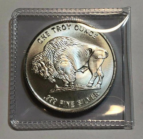 1 oz .999 Fine Silver Buffalo Nickel Design Round,with Radial Lines BU in Flip