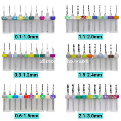 Dental PCB Drill Bit Set Tungsten Carbide Steel Twist Micro CNC Engraving Burs