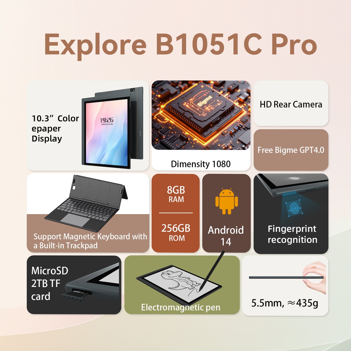 【1日限定値下げ】Bigme B1051C Pro 8GB/256GB Bigme B1051C Pro 10.3 inch ebook reader, E-ink ereader, Android 14