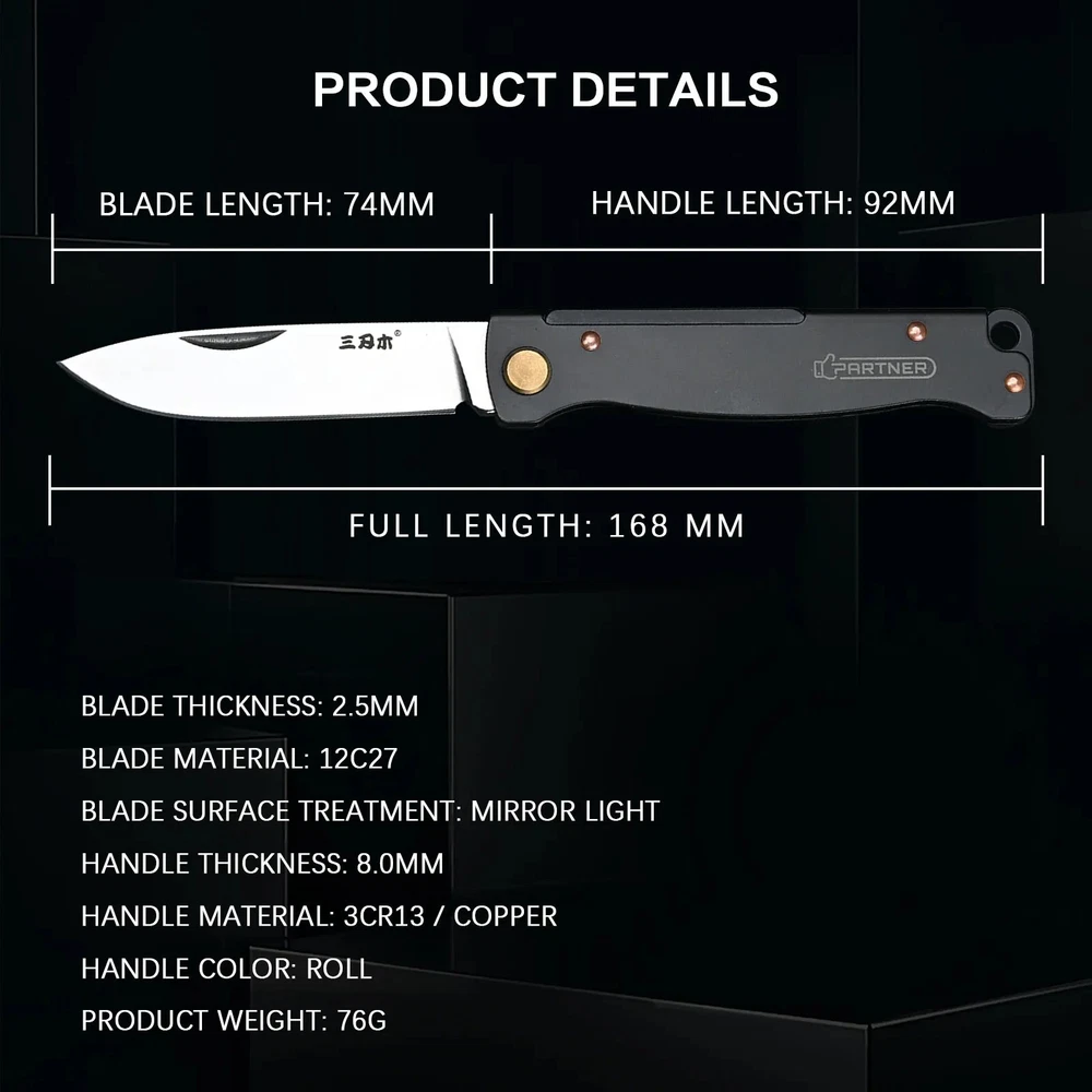 Multi-tool Folding Knife with Scissors for Hunting Camping Survival Tactical 12C27 Steel