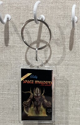 Space Invaders Acrylic Double Sided Keychain Ring Arcade Video Game