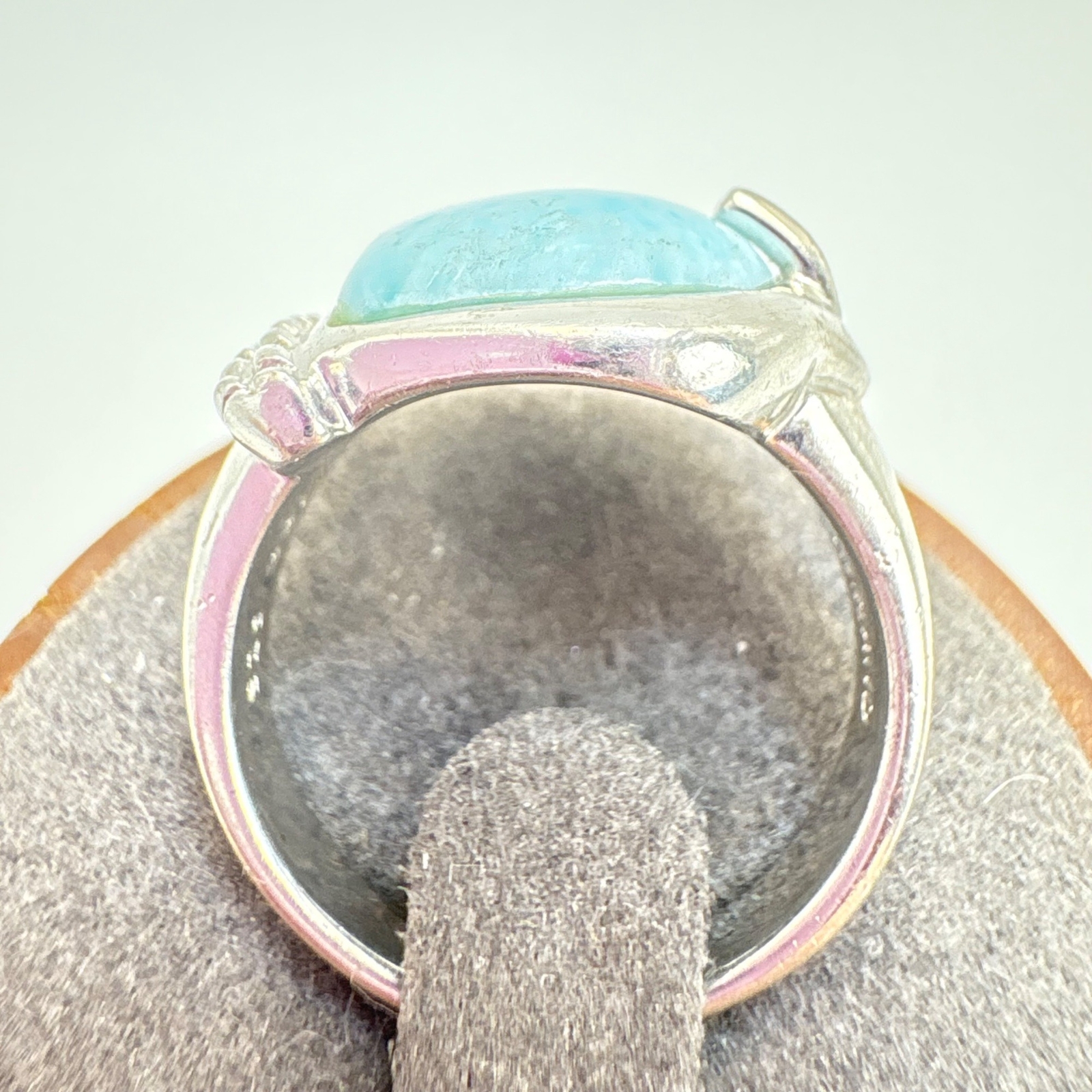 VTG Solid Sterling Silver 925 Amazonite Bezel Set… - image 6