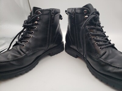BLONDO Mens 2 Tone Leather Lace Up Insulated Waterproof Combat Ankle Boots Sz 12 Blondo Boot Mens Size 9 Black Leather Wool Lined Snow Winter  main image 4
