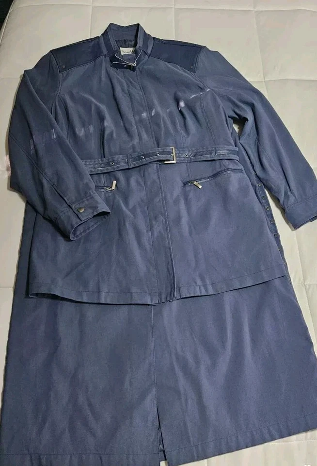 PAMELA McCOY Collections Leather 2 Piece Nwt Women's Skirt Suit 1x Dress Blue - Image 3 of 4
