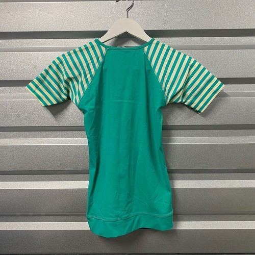 Lime Ricki Rash Guard Swim Shirt Womens S Turquoise Green Stripe Top Compression - Picture 4 of 4
