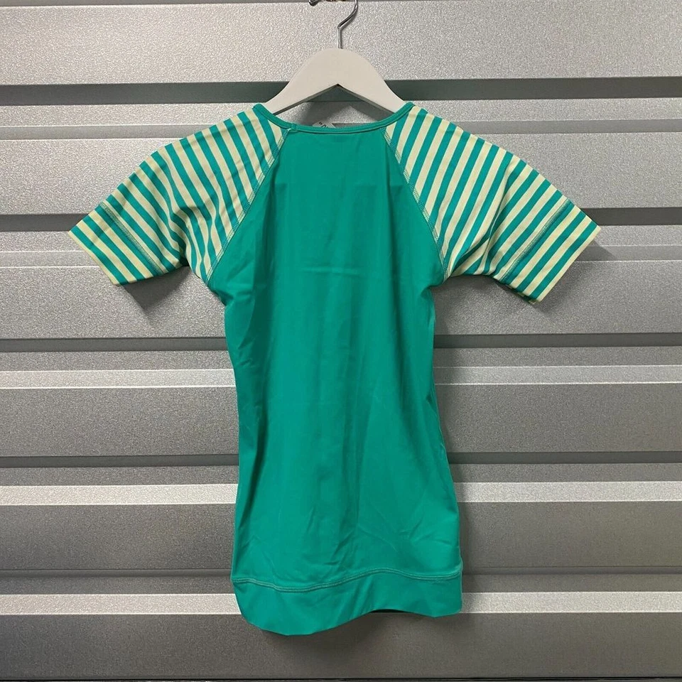 Camisa de Natación Lime Ricki Rash Guard Para Mujer S Verde Turquesa Rayas Top Compresión Foto 4 de 4