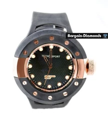 Mens Black Rose Clubbing Watch Black-Rose-White Dial Sport Strap 7"- 9.5" Wrist