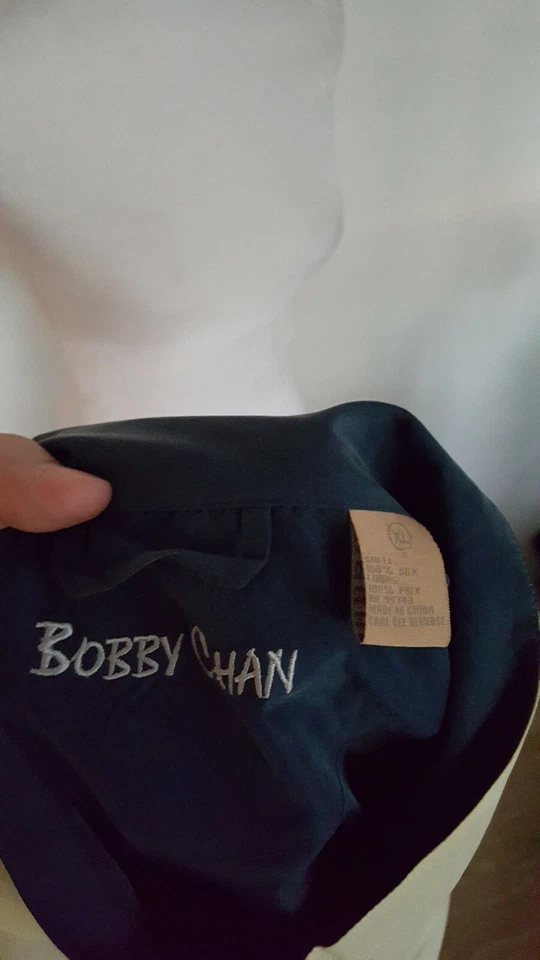 Bobby Chan 1/2 молнии 100% шелк тянуть над гольф куртка размер XL мужской желтый репеллент - Изображение 4 из 4