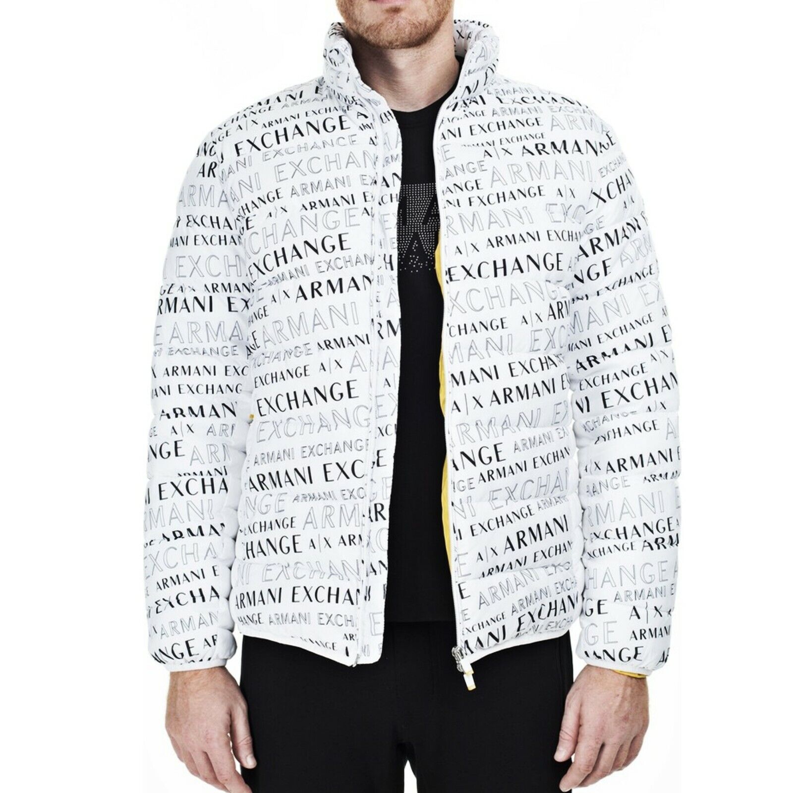 NWT : A|X ARMANI EXCHANGE Mens Logo Print Quilted Puffer Jacket : WHITE : S  - L | eBay