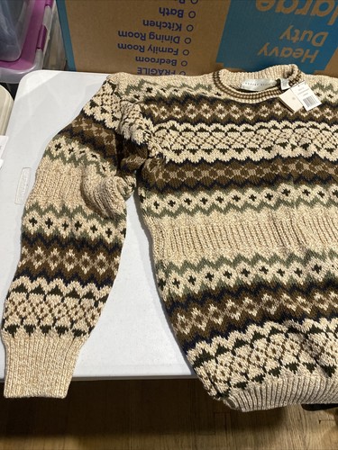 Vintage Robert Stock Sweater Mens L Brown Striped Long Sleeve Pullover Made USA - Picture 4 of 8