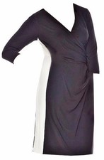 Chaps by Ralph Lauren Colorblock Black White Jersey Knit Sheath Dress M 8-10