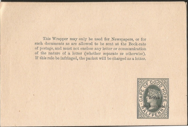 BRITISH BECHUANALAND QUEEN VICTORIA NEWSPAPER WRAPPER OVPTED IN BLACK ON CAPE GH