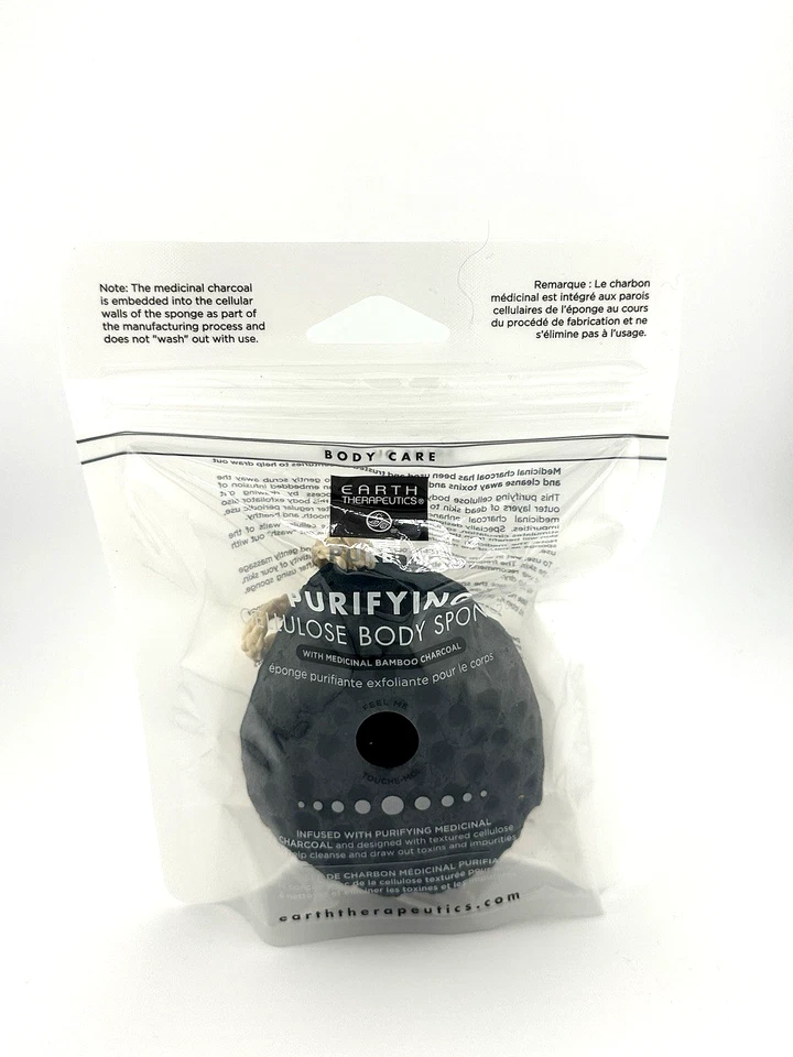 Charcoal Exfoliating Round Sponge 1pc by Earth Therapeutics | Facial &Body Clean - Изображение 2 из 4