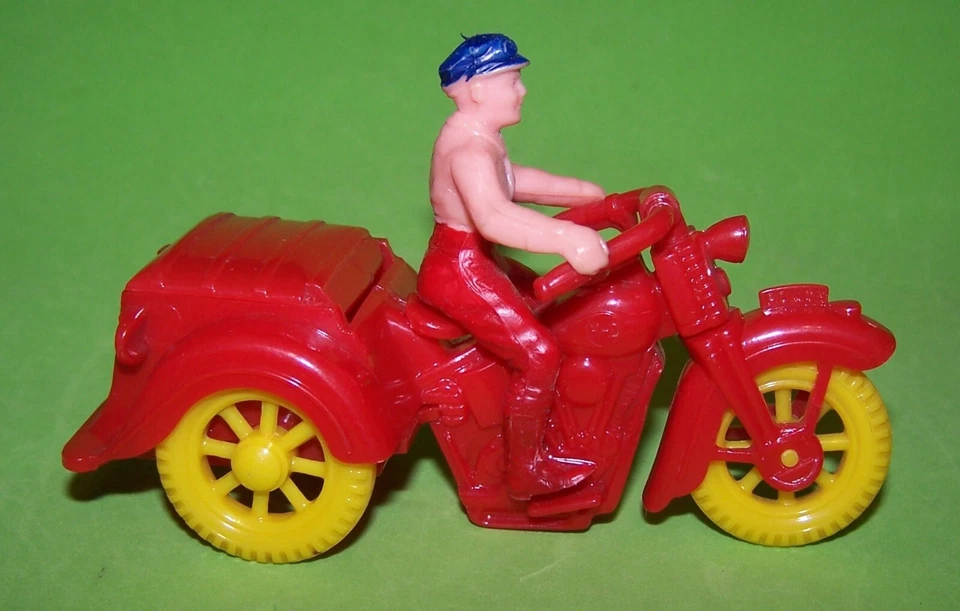 1950 Thomas Toys plástico rígido Harley Davidson Police Servi motocicleta + piloto - Imagem 4 de 4