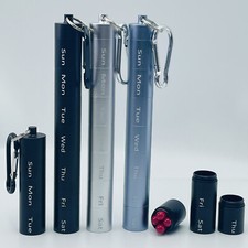 Aluminum Pill Container Pocket Pill Case Portable Pill Box 7 Compartments Travel