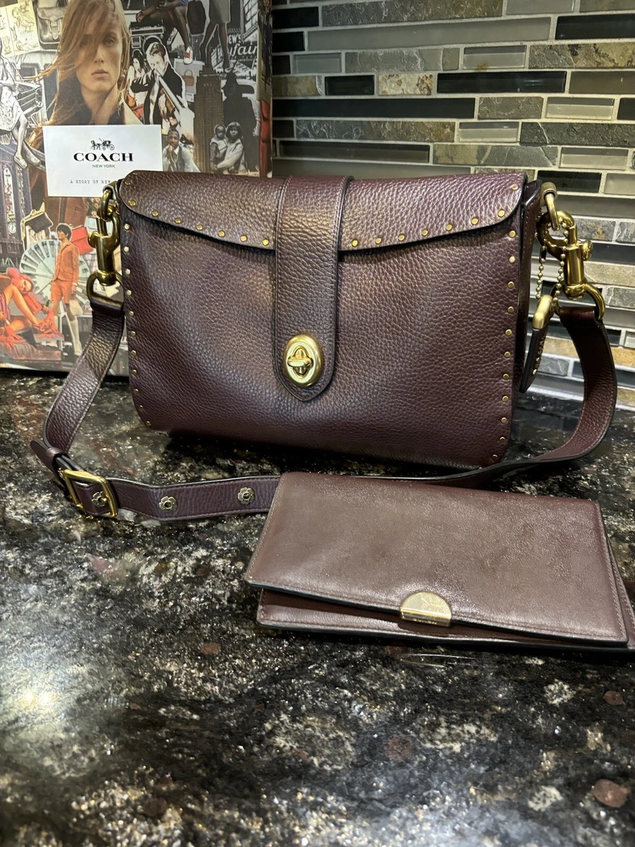 Coach 1941 Page 27 w Rivets Tea Rose Pebbled Leather Shoulder Bag 