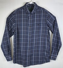 Orvis Classic Fit Medium Blue Plaid Long Sleeve Button Down Lightweight Flannel