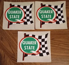 Vintage 1980s Quaker State Oil Sticker Racing Flag Oil City Pennsylvania QTY 3