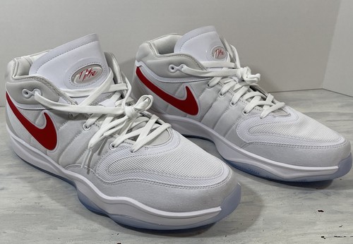 Sz 14 Men - Nike Air Zoom GT Hustle 2 White Red Basketball Shoes DX9190-102