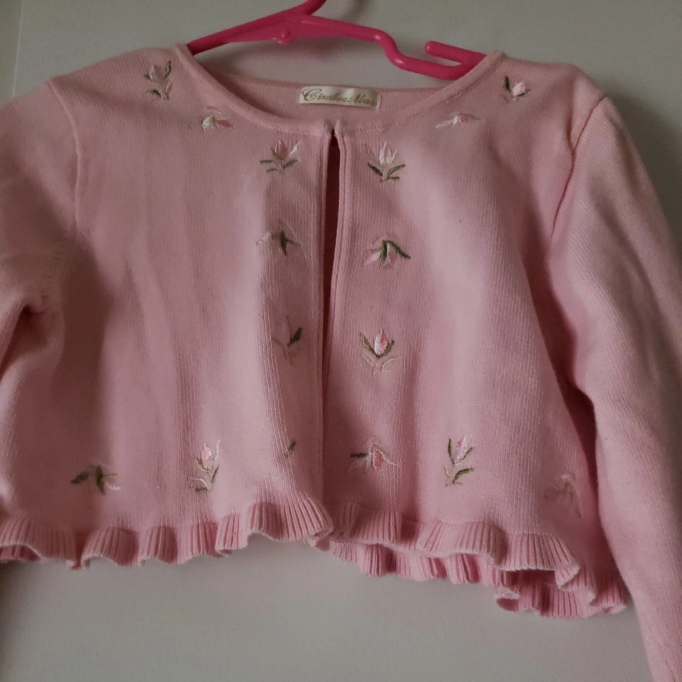 Niña Cenicienta ROSA Encogerse de hombros Volantes Bordados Rosas talla 6 Foto 3 de 4