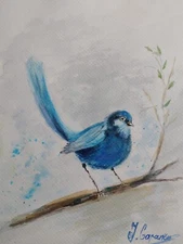 Aguarell blue bird original 21*29 (A4) on paper 300gr. Unframed