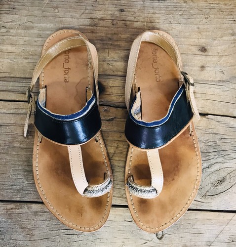 FORTE FORTE Brown 100% Leather Sandals Ladies Size 38 / 7 Good Pre-Loved - Foto 2 di 13