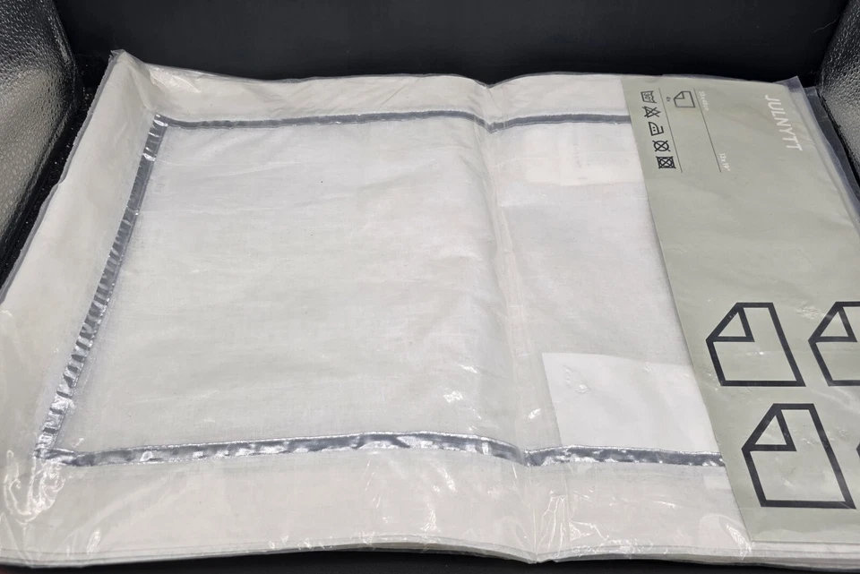 2 PACKS IKEA JULNYTT WHITE ORGANZA SILVER TRIM PLACEMATS SET OF 4 NEW IN PACKAGE - Image 2 of 4