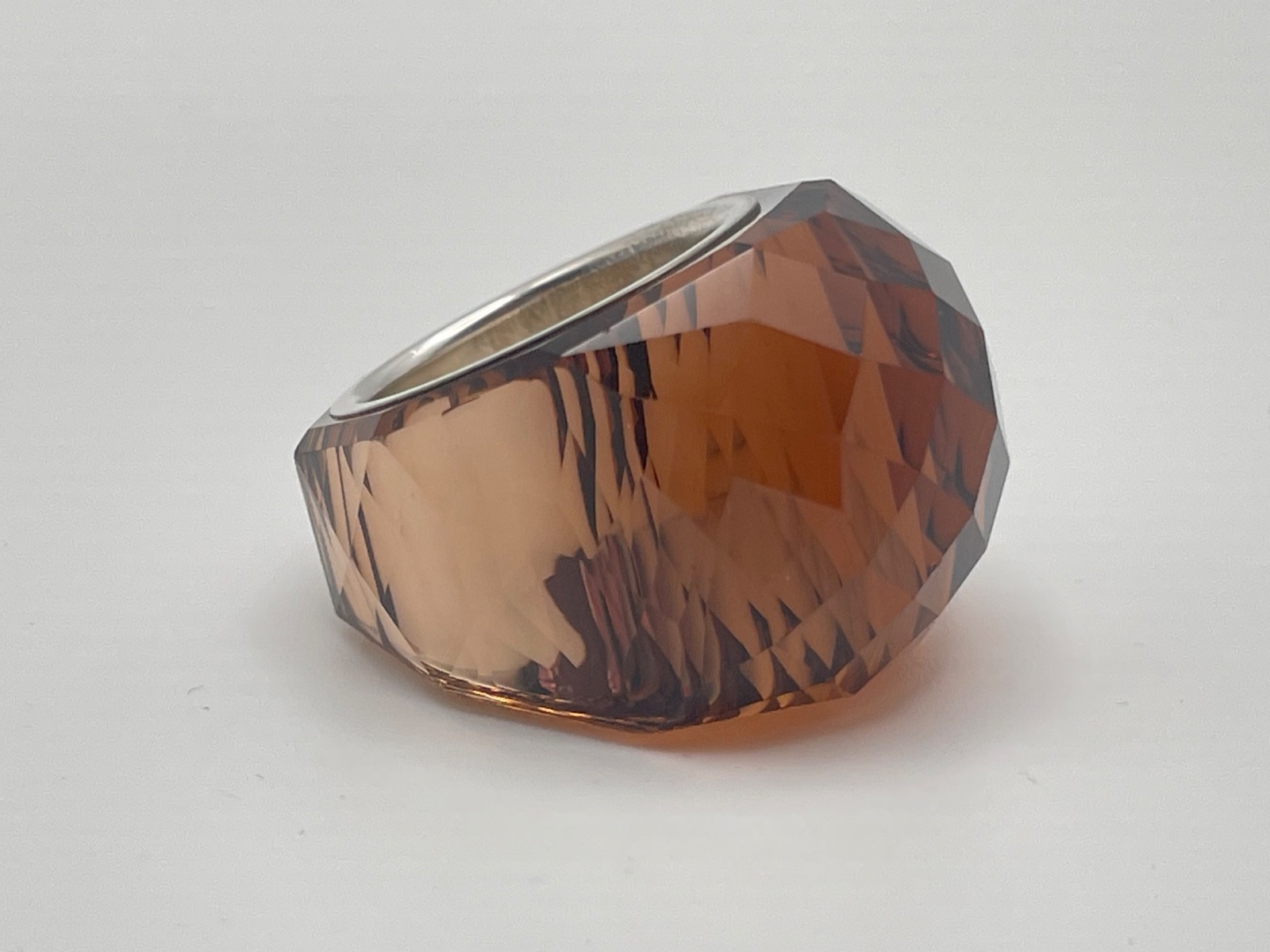Swarovski Nirvana Brown Faceted Crystal Ring Sign… - image 1