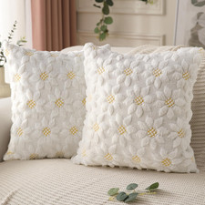 Spring Summer Pillow Covers 18x18 inch Set of 2 Farmhouse Decor Yellow Color Flo