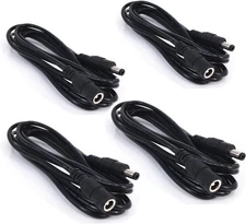 4Pcs/Pack2M/6.56Ft Black 5.5Mm X 2.1Mm DC Plug Extension Cable DC Extension Cabl