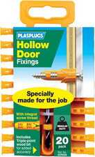 Plasplugs Hollow Door Plugs & Drill Bit 20 Pack