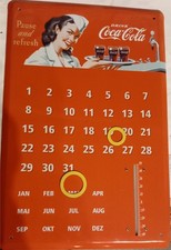 Coca-Cola Dauer kalender pause and refresh Blechschild ca DIN A4