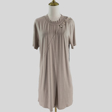 Mila Los Angeles Dress Women Extra Large Beige Short Sleeve Lace Up Rayon Crew