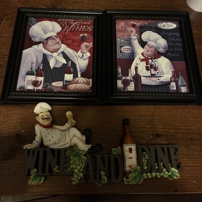 FAT CHEF SERVING THE FINEST WINE Hanging Wall Decor