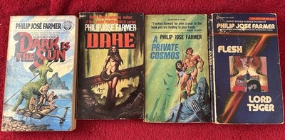 Philip Jose Farmer 4 paperback Lot SciFi Fantasy Dare Flesh Lord Tyger Cosmos