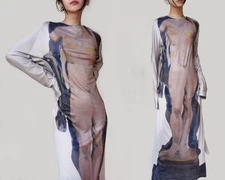 Ann Demeulemeester knit maxi kaftan dress oversize overall earthy tone long