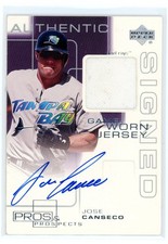 2000 Upper Deck UD Pros & Prospects Jose Canseco Jersey Patch On Card Auto Rays