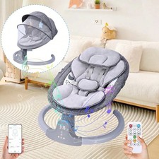 Electric Baby Swing Bluetooth Infant Rocker Bouncer Seat w/ Remote Mosquito Net