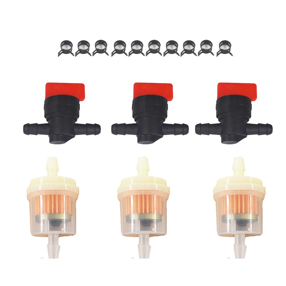 6Kit 1/4" In Line Fuel Gas Filter Shut Cut Off Valve Clamp 494768 697947 698183
