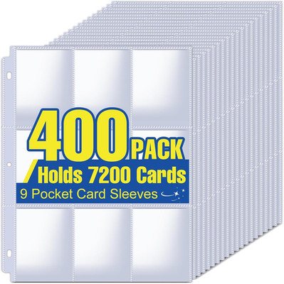 7200 Card Sleeves Binder Sheets, 9 Pocket Trading & Business Card Protectors