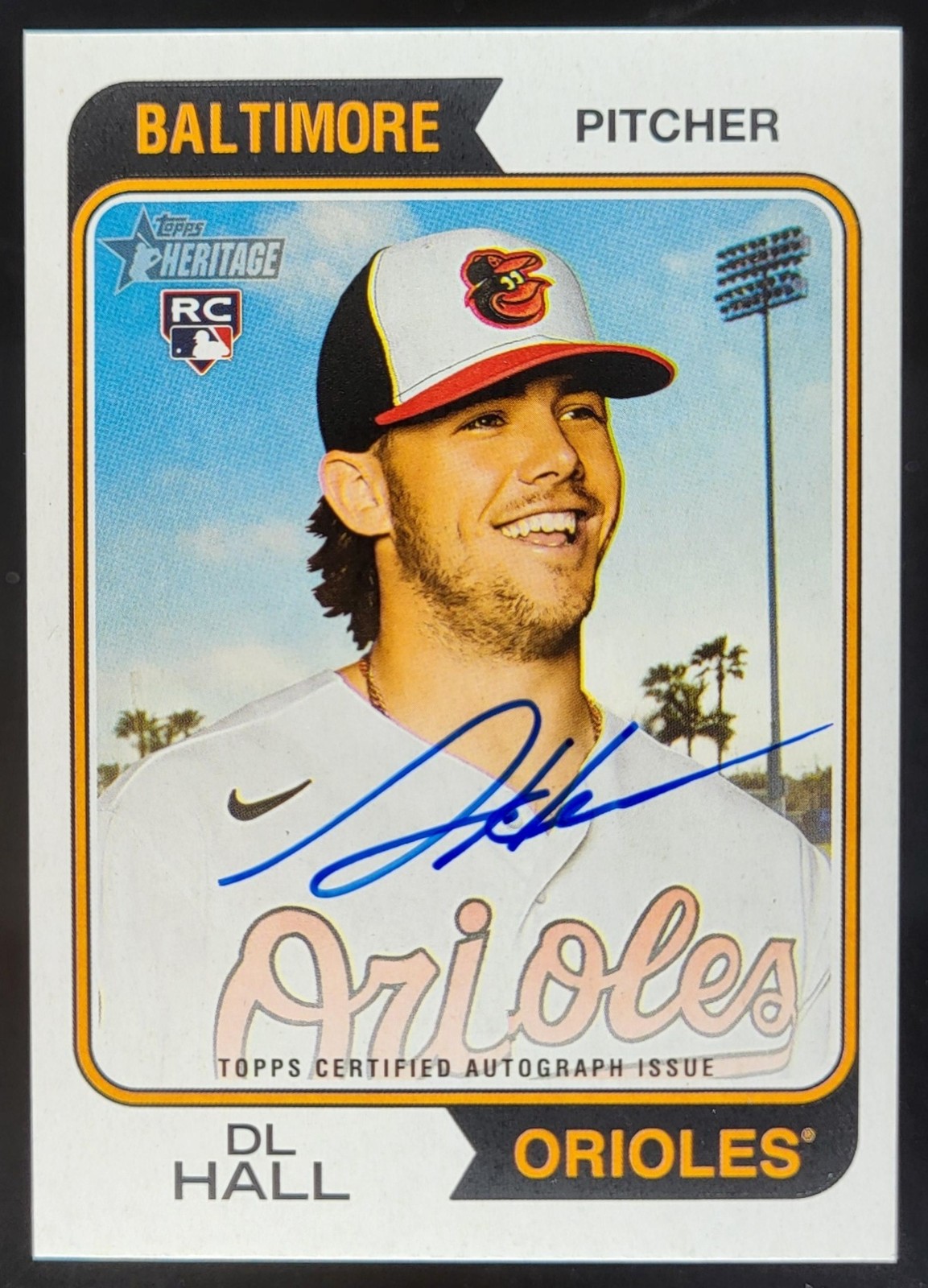 2023 Topps Heritage DL Hall Real One Auto #ROA-DHL RC Baltimore Orioles MS7